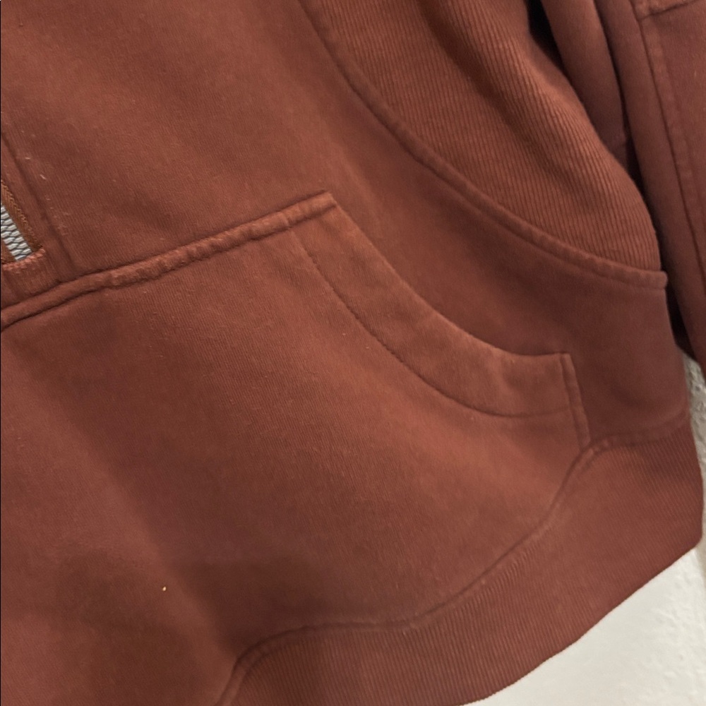 Trendy Queen Scuba Cropped half zip Hoodie Size Medium red brown - Picture 3 of 8